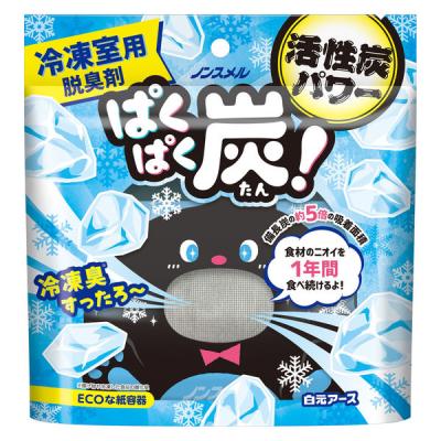 ノンスメル ぱくぱく炭 冷凍室用 脱臭剤 置き型 1年間脱臭 食材のニオイに ECOな紙容器 1個 白元アース