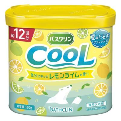【アウトレット】バスクリン クール レモンライムの香り 360g 1個 お湯の色 マリンブルー（透明タイプ）