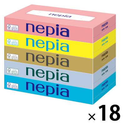 ティッシュペーパー ネピアティシュ150W5P フレッシュパルプ100% 150組 1セット（1個（5箱入）×18）王子ネピア