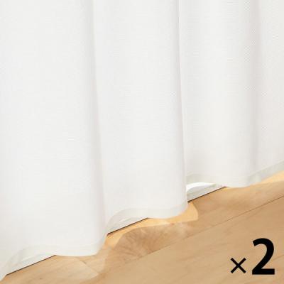 MUJI リネンカーテン 幅185×丈187cm 1枚 ホワイト リネンライク レース（防炎）ノンプリーツカーテン／オフ白