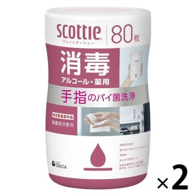 ウェットティッシュ アルコール スコッティ ウェットティシュー 消毒アルコール 80枚 本体 1セット（1個×2）日本製紙クレシア