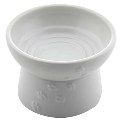 【アウトレット】ハッピーダイニング 脚付フードボウル 日本製 ホワイト 1個 猫壱 新入荷