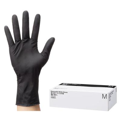 【使いきりニトリル手袋】 「現場のチカラ」 ニトリル手袋 ブラック 薄手 川西工業 100枚入 M 1箱 オリジナル