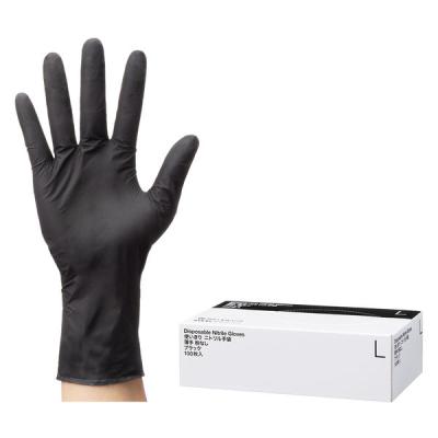 【使いきりニトリル手袋】 「現場のチカラ」 ニトリル手袋 ブラック 薄手 川西工業 100枚入 L 1箱 オリジナル