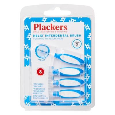 【アウトレット】Plackers プラッカーズ タフスパイラル 歯間ブラシ 青 0.6mm 8本入 ラニール社