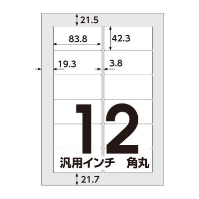 アスクル マルチラベルプリンターラベル 12面インチ角丸 100枚 U248-404-RB08 1セット(100シート入×5袋) オリジナル