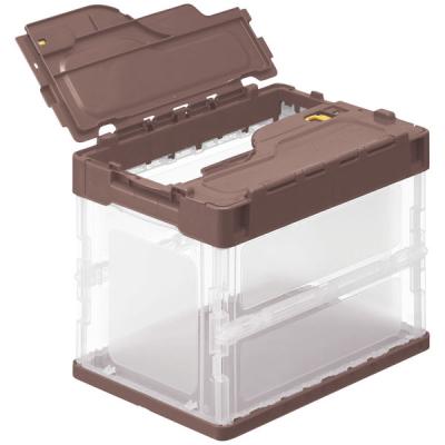 アスクル 軽量薄型折りたたみコンテナ 20L フタ一体型 ブラウン 558680 1個 オリジナル