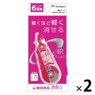 修正テープ　MONO　モノエアー　6mm　使いきりタイプ　ピンク　CT-CA6C80　2個　トンボ鉛筆