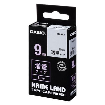 カシオ CASIO ネームランド テープ 増量版 幅9mm 透明ラベル 黒文字 長尺 8.8m巻 XR-9EX  オリジナル