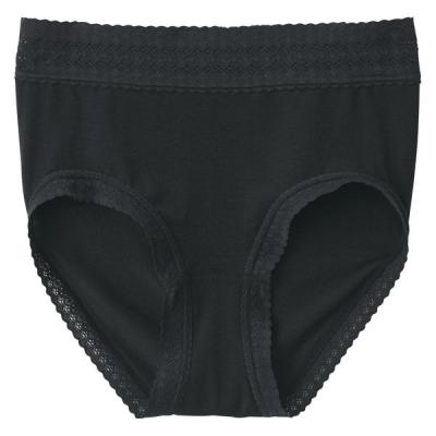 無印良品 レディース 婦人 なめらかレース付きハイライズショーツ Ｓ 黒 良品計画