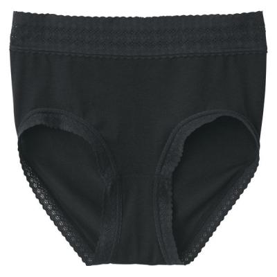 無印良品 レディース 婦人 なめらかレース付きハイライズショーツ Ｍ 黒 良品計画