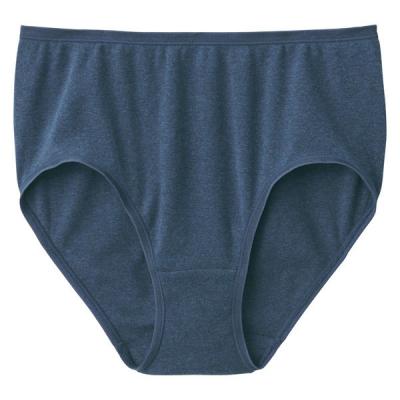 無印良品 レディース 婦人 フライス編みハイライズショーツ Ｌ ネイビー 良品計画