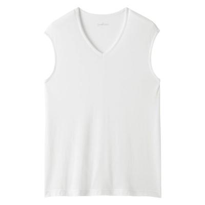 無印良品 紳士 脇に縫い目のない なめらか ノースリーブＴシャツ 紳士Ｓ 白 良品計画