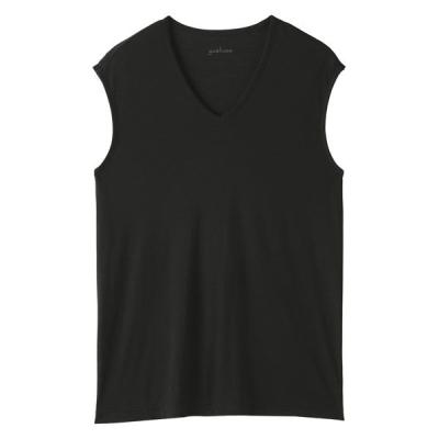 無印良品 紳士 脇に縫い目のない なめらか ノースリーブＴシャツ 紳士Ｌ 黒 良品計画