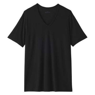 無印良品 紳士 脇に縫い目のない なめらか Ｖネック半袖Ｔシャツ 紳士Ｓ 黒 良品計画