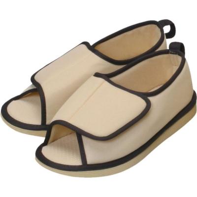 竹虎 転倒予防シューズ つま先なし ベージュ 3L 091136 1足 W1798