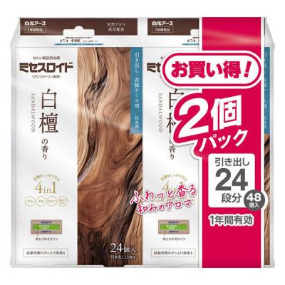 ミセスロイド 引き出し・衣装ケース用 1年防虫 白檀の香り 1パック（1箱（24個入）×2個） 白元アース