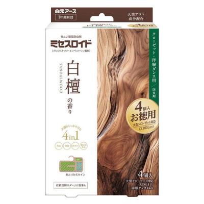 ミセスロイド ミセスロイド クローゼット・洋服ダンス用 1年防虫 白檀の香り 1箱（4個入）お徳用 白元アース