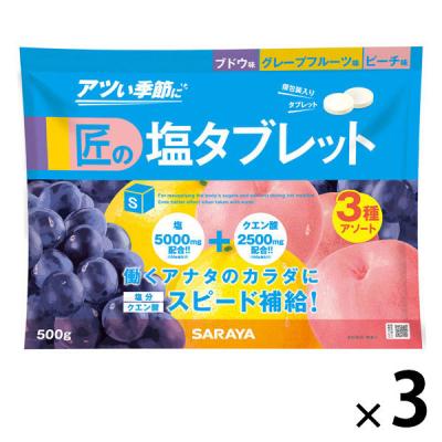 暑さ対策 塩分補給 塩分対策  匠の塩タブレット 3種アソート 1セット（1個×3）