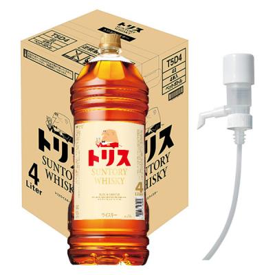 （数量限定） サントリー トリス ウイスキー 37度 4L ペット 1セット（4本） ポンプ１個付 業務用 大容量