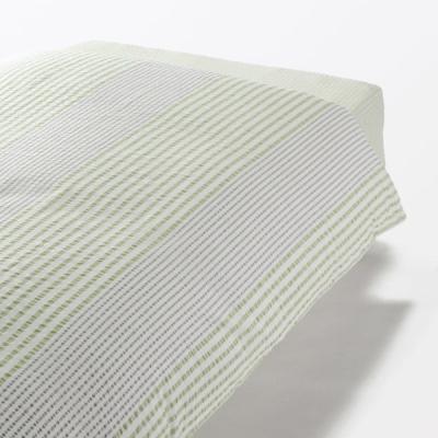 無印良品 綿 サッカー織 掛ふとんカバー Ｓ １５０×２１０ｃｍ用 グリーンストライプ 良品計画