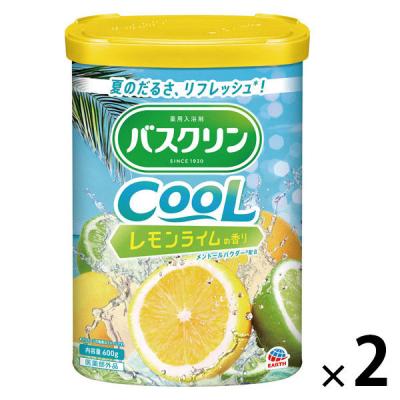 バスクリン 薬用 夏用 クール レモンライムの香り 600g（透明タイプ/青緑色系）1セット（1個×2） 入浴剤 アース製薬