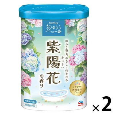 バスクリン 薬用 花ゆらら 紫陽花の香り 600g（透明タイプ/青紫系）1セット（1個×2） 入浴剤 アース製薬