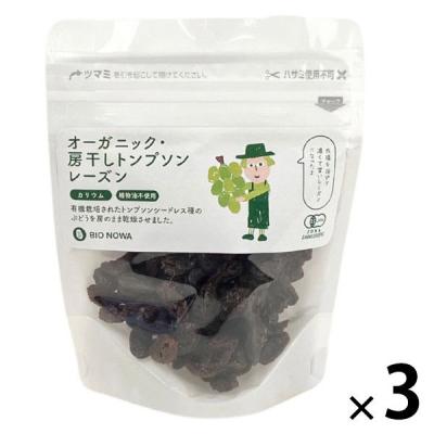 有機素材 ドライフルーツ チャック付 小袋 BIONOWA オーガニック 房干しトンプソンレーズン 1セット（1個×3）