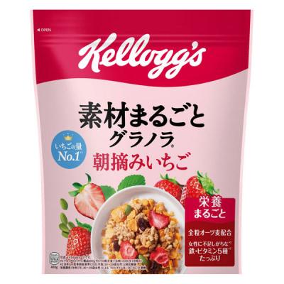 素材まるごとグラノラ　朝摘みいちご　400g　１袋　日本ケロッグ　シリアル