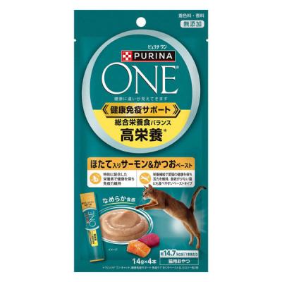 ピュリナワン 猫 健康免疫サポート 総合栄養食バランス 高栄養 ほたて入りサーモン＆かつお 56g（14g×4本）1袋 ネスレ日本 キャットフード