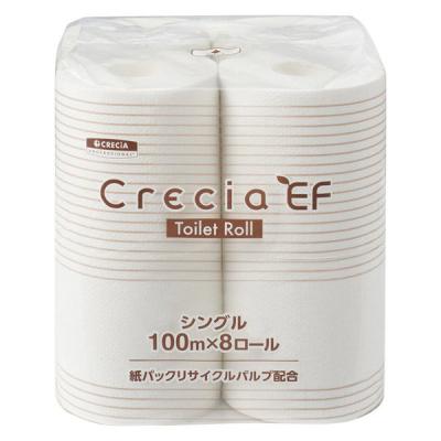 トイレットペーパー 8ロール 再生紙配合 シングル 100m クレシアEF トイレットロール 1パック（8ロール）日本製紙クレシア