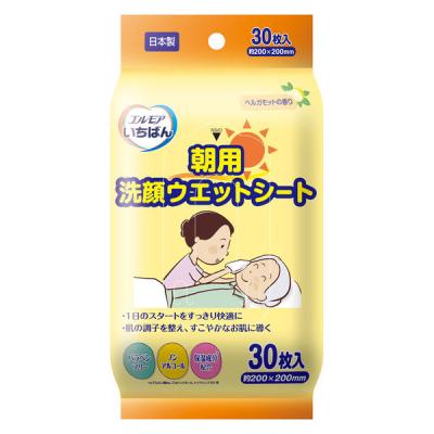 カミ商事 エルモアいちばん 朝用洗顔ウエットシート　1セット（600枚入：30枚入×20パック）