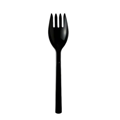 アスクル　プラスチック先割れスプーン　16cm　個包装　ブラック　使い捨て　1袋（100本入） オリジナル