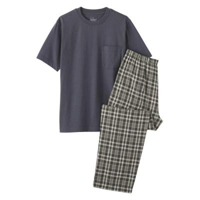 無印良品 メンズ 紳士 二重ガーゼ 半袖ルームウェアセット 紳士Ｍ ダークグレー×ダークグレーチェック 良品計画