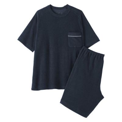 無印良品 メンズ 紳士 着るタオル 両面パイル 半袖ルームウェアセット 紳士Ｓ ダークネイビー 良品計画