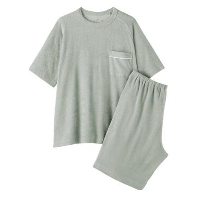 無印良品 メンズ 紳士 着るタオル 両面パイル 半袖ルームウェアセット 紳士Ｓ ライトグリーン 良品計画