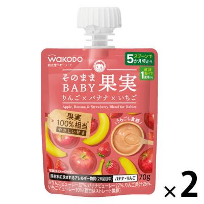 【ワゴンセール】そのままBABY果実　りんご×バナナ×いちご　1セット（1個（70g）×2）　やさしい甘さ（わけあり品）