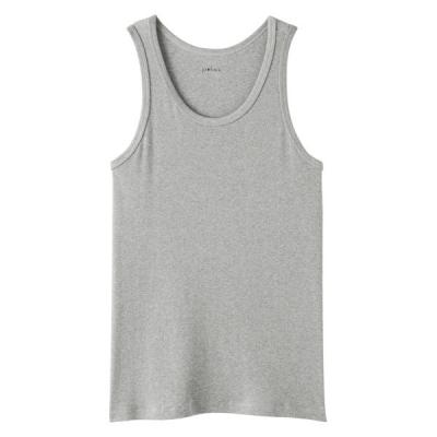 無印良品 メンズ 紳士 脇に縫い目のない ２枚組み リブ編みタンクトップ 再生コットン 紳士Ｌ グレー 良品計画