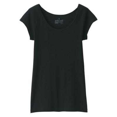 無印良品 レディース 婦人 フライス編みフレンチスリーブＴシャツ 婦人Ｌ 黒 良品計画