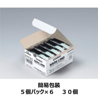 カシオ CASIO ネームランド テープ スタンダード 幅12mm 白ラベル 黒文字 30個 8ｍ巻 XR-12WE-5P-E