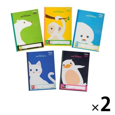 日本ノート カレッジアニマル学習帳 B5 5mm方眼 クールカラーセット 2セット（5冊入×2） LT0105BT