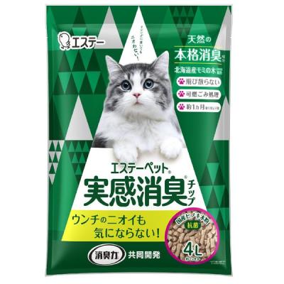 システムトイレ用 猫砂 実感消臭チップ 4L 1個 エステー