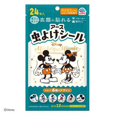 虫よけシール ミッキー＆ミニー 1袋（24枚入） 虫除け 貼るだけ 子供 アース製薬