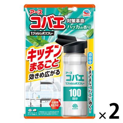 コバエ 対策 駆除剤 アースコバエ キッチンまるごと 1プッシュ式 スプレー 100回分 1セット（1個×2） 予防 退治 ゴミ箱 アース製薬