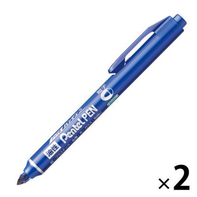 ノック式油性ペン ハンディS PentelPEN 細字丸芯 青 ぺんてる