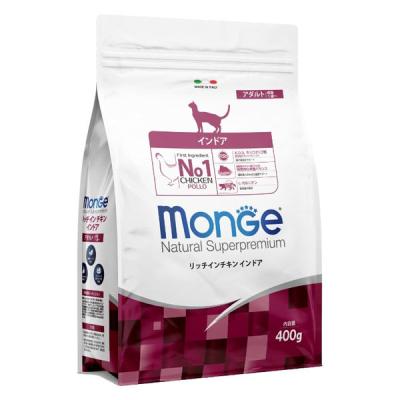 Monge モンジェ ナチュラル スーパープレミアム リッチインチキンインドア 400g 1袋 キャットフード