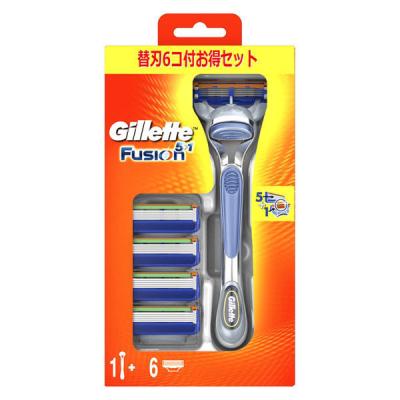 【アウトレット】Gillette（ジレット）フュージョンマニュアル 5B 高性能5枚刃 本体+替刃6個付 髭剃り カミソリ 男性用 P＆G