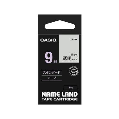 カシオ CASIO ネームランド テープ 透明タイプ 幅9mm 透明ラベル 黒文字 8m巻 XR-9X