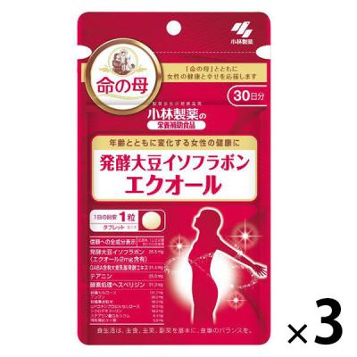 発酵大豆イソフラボン エクオール 約30日分(30粒入り) 加齢とともに変化する女性の健康に【小林製薬の栄養補助食品】 1セット（3袋）