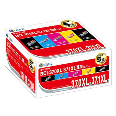 G＆G キヤノン（Canon）用 互換インクカートリッジ HBC-371XL+370XL/5MP 大容量 1パック（5色入）